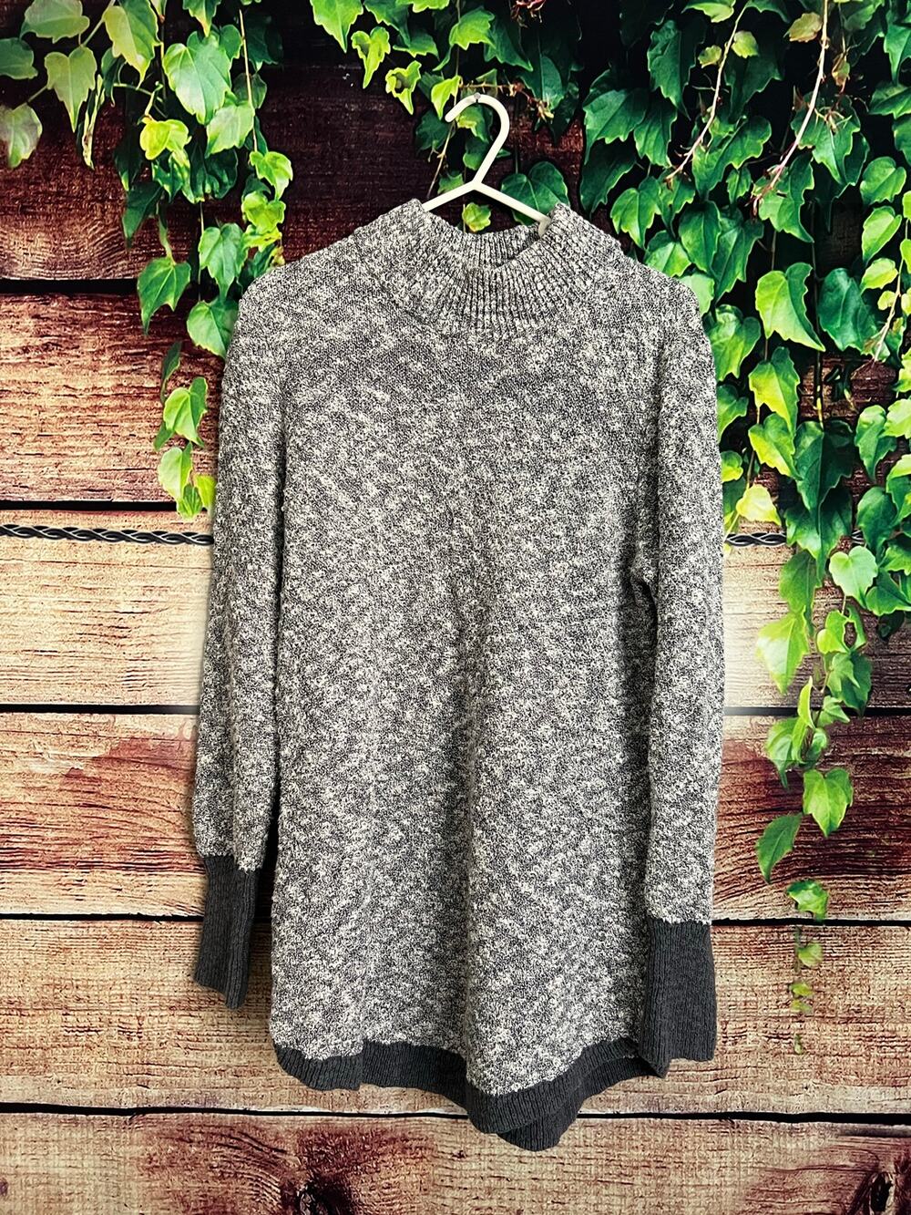 LL Bean Signature Sweater Dress Cotton Linen Cable Knit Mock Neck Women Small